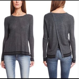 Rag & Bone/JEAN Nikki Split-Back Trim Gray Sweater Size Large